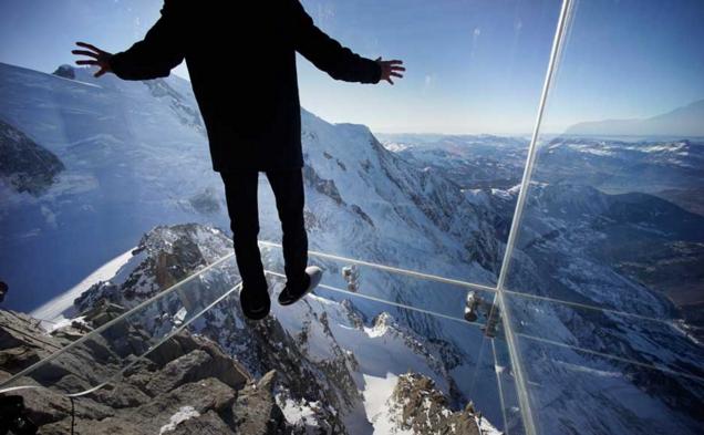 glass walkway mountains