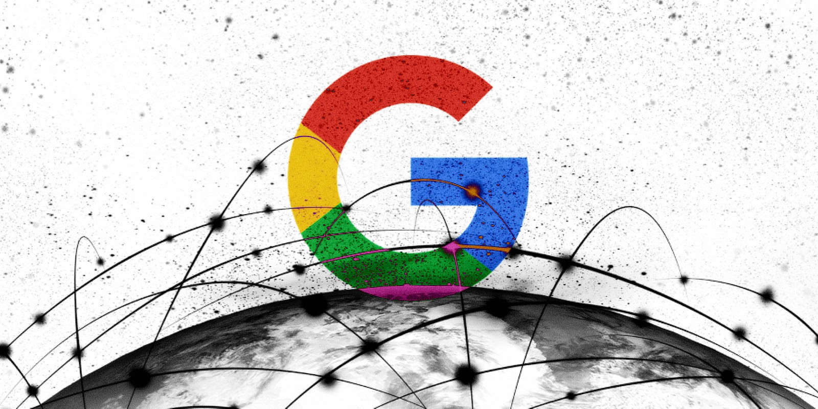 Google logo over the world