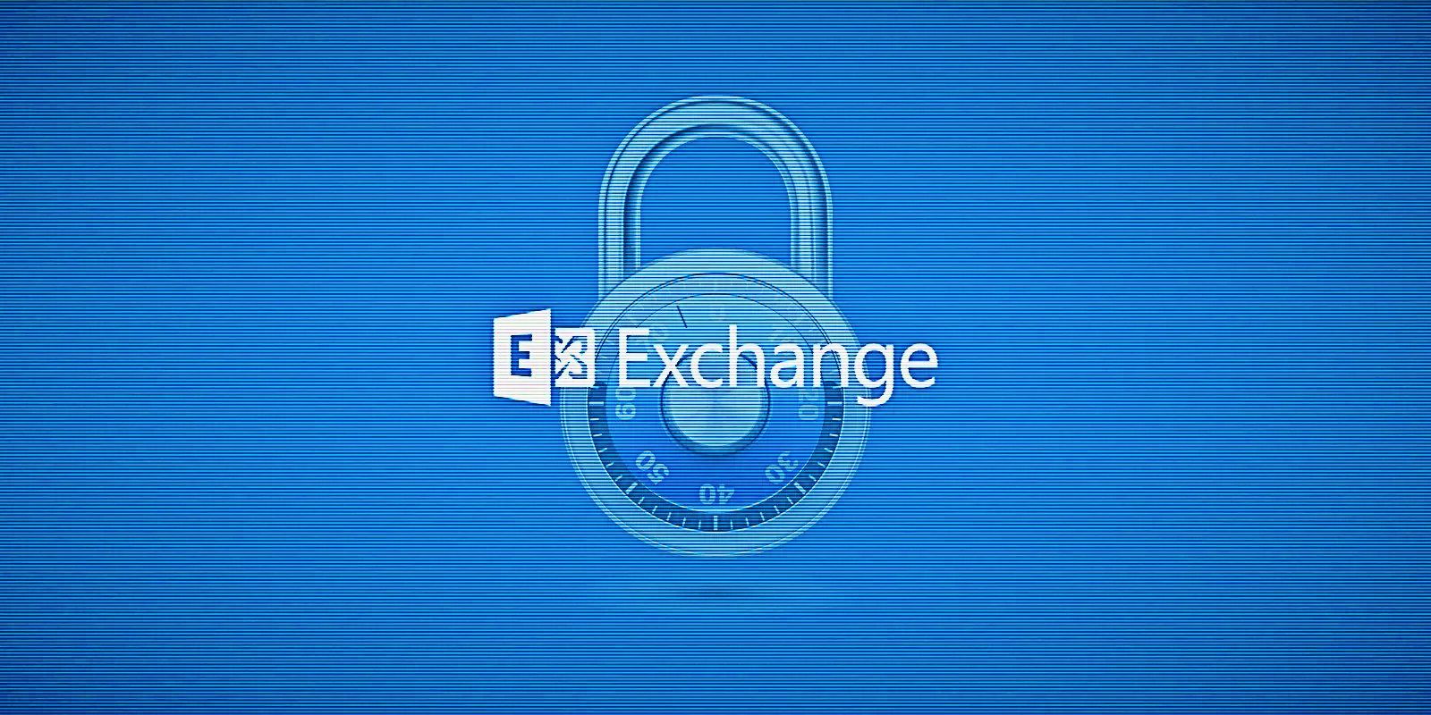 Microsoft Exchange logo with a lock behind it