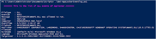 Get-AppLockerEventlog - Script For Fetching Applocker Event Log By Parsing The Win-Event Log 2 00e139c1c4f61553ceadf01c5f8ce903c9f8e3833258c4750ad6565da706c5db