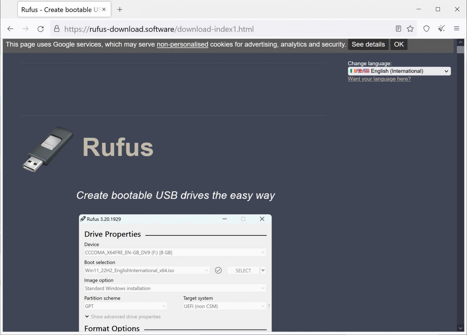 Fake Rufus download site