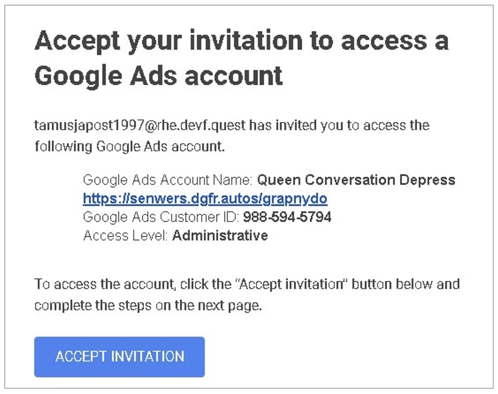 Google Ads spam email
