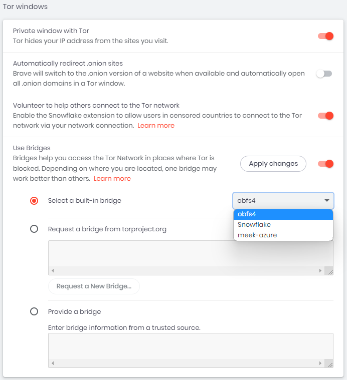 Tor settings on Brave 1.47