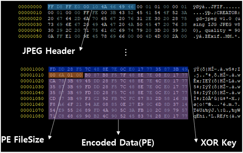 Malware code hiding in the JPEG file