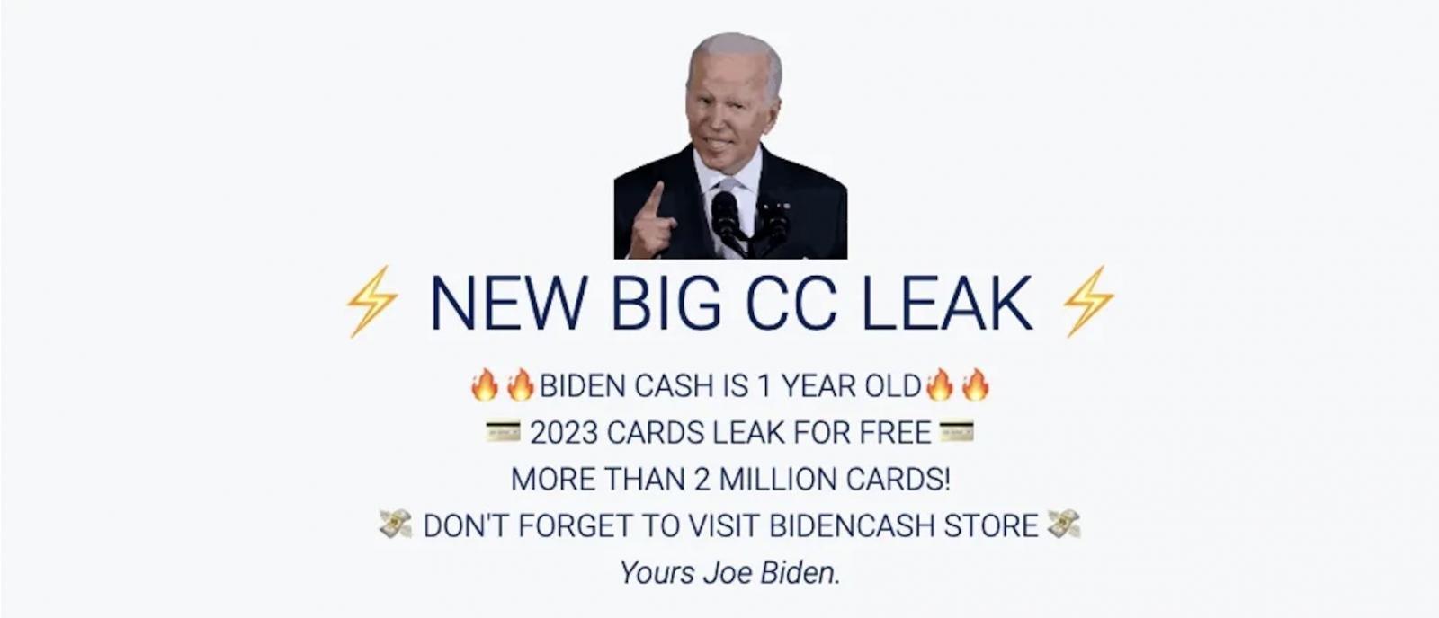BidenCash market leaks over 2 million stolen credit cards for free 2 BidenCash free credit card leak