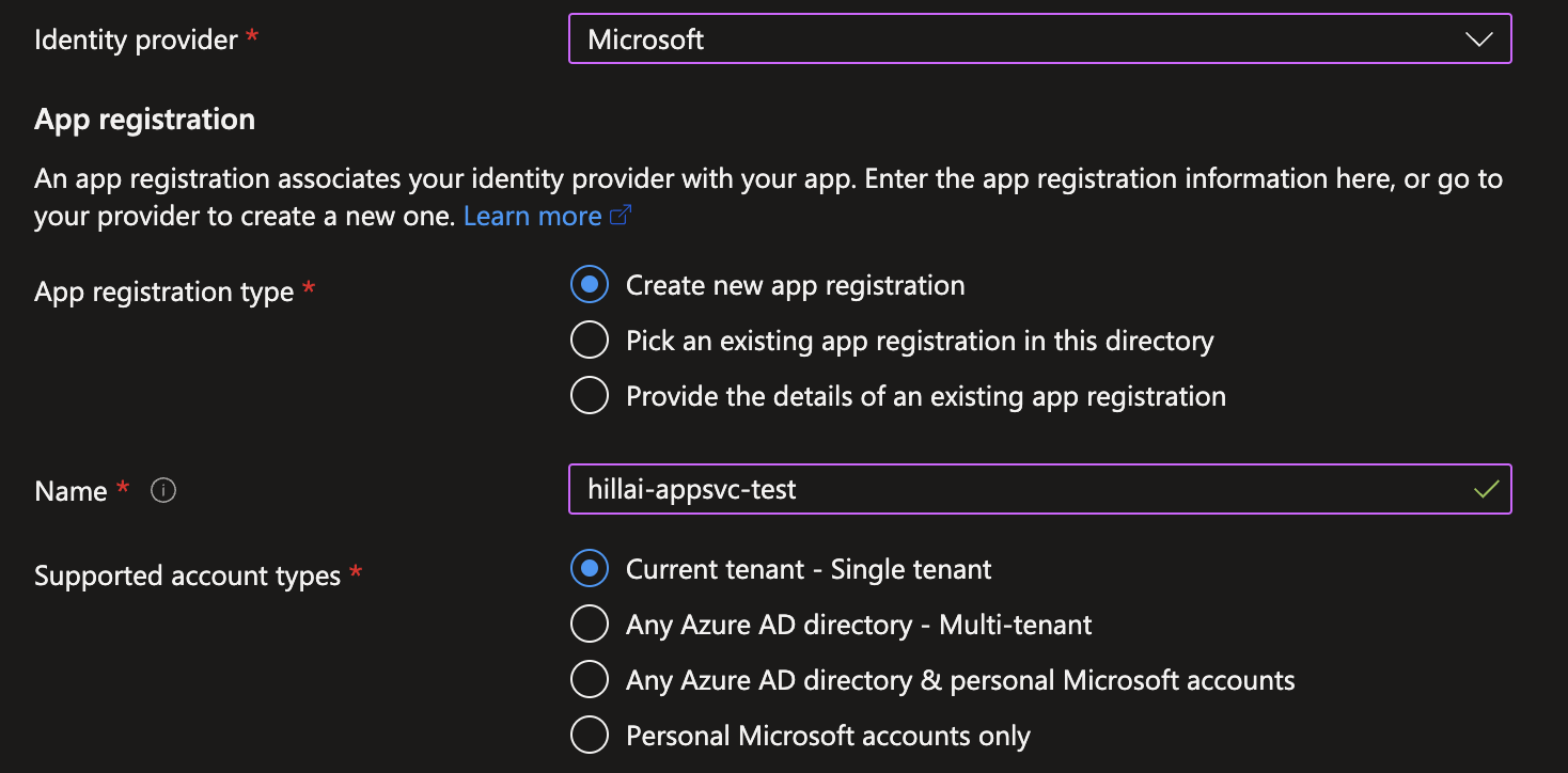 Azure AD configuration options