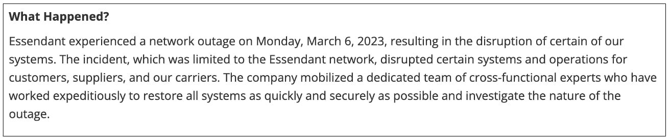 LockBit ransomware claims Essendant attack, company says “network outage” 3 essendant what happened