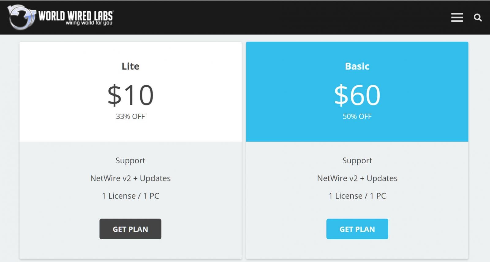 NetWire plans promoted on the website