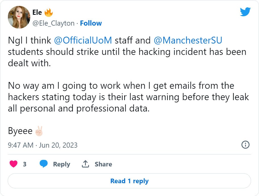 University of Manchester hacker's email to students