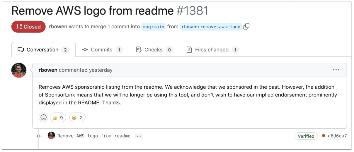 Amazon AWS distances itself from Moq amid data collection controversy 2 Amazon AWS requests Moq to remove its name from README