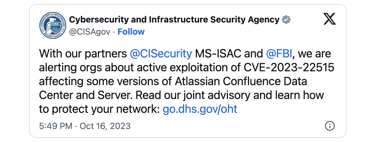 CISA CVE-2023-22515 active exploitation