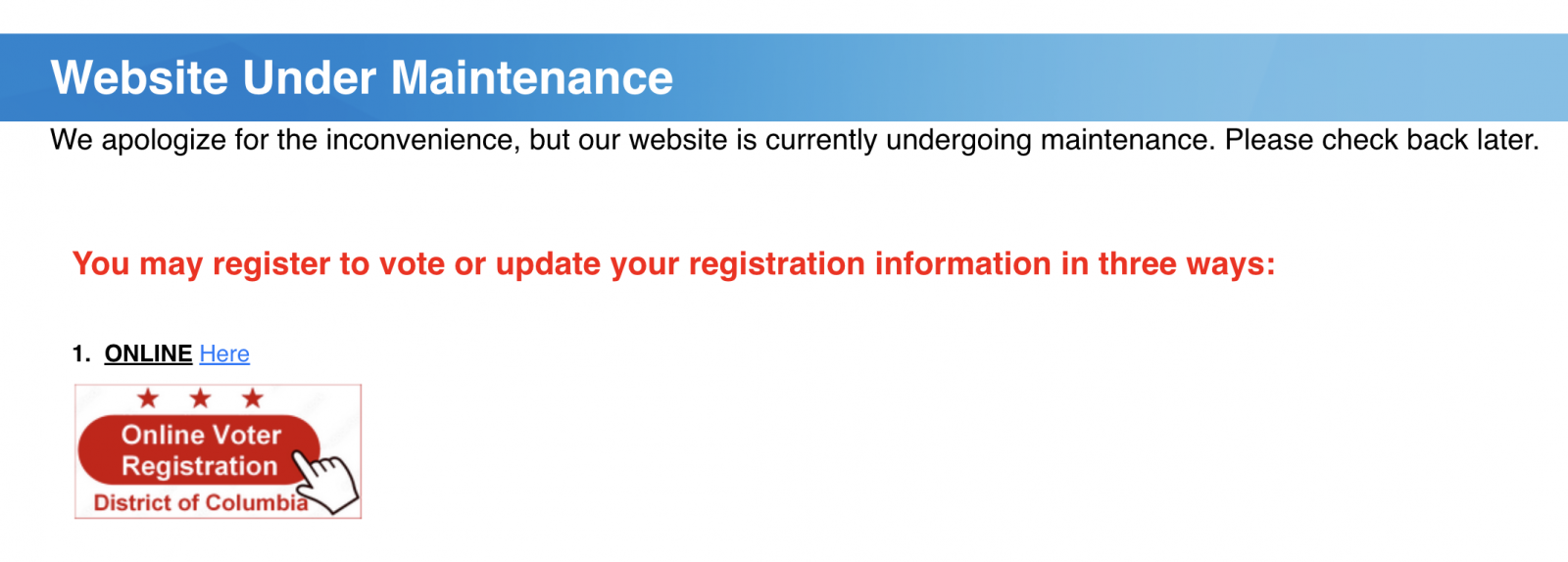 DCBOE site maintenance