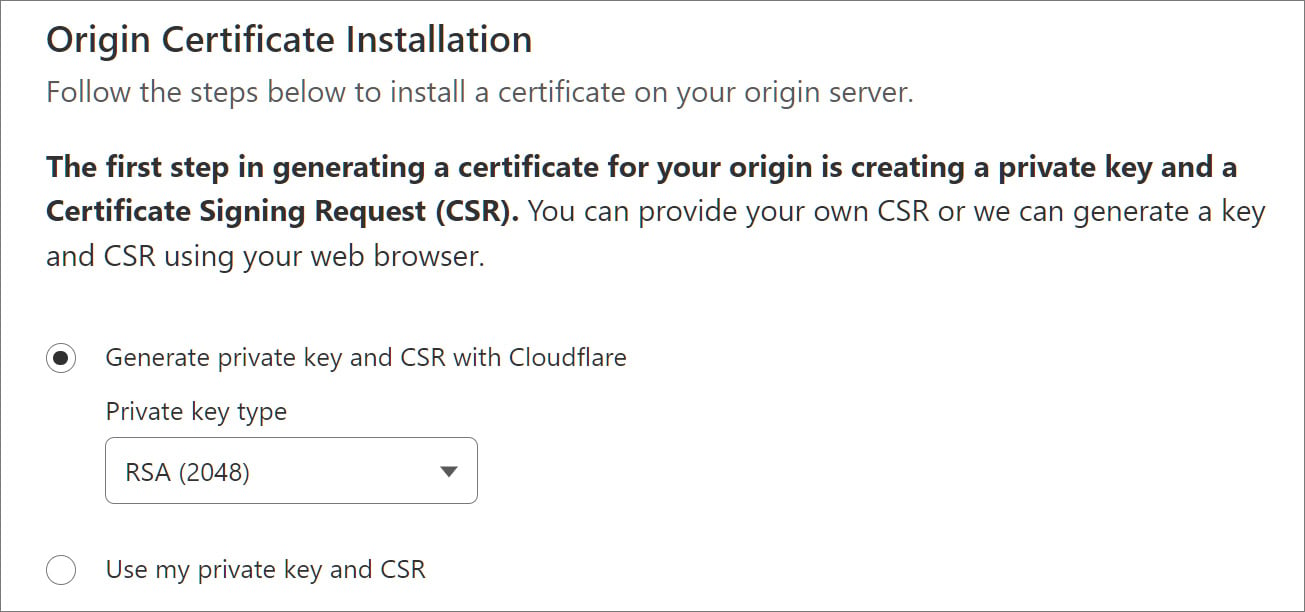 Cloudflare origin certificate installation