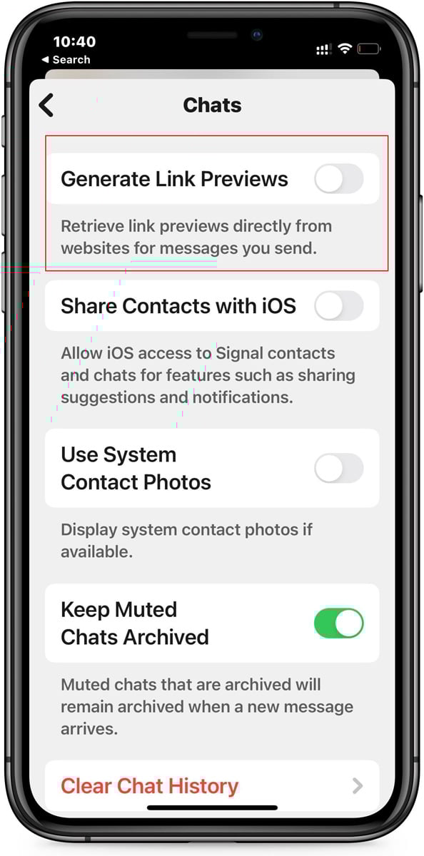 Signal says there is no evidence rumored zero-day bug is real 3 Generate link previews setting