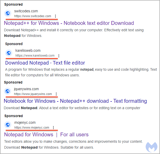 Malicious Notepad++ Google ads evade detection for months 2 Malicious promoted search results for Notepad++