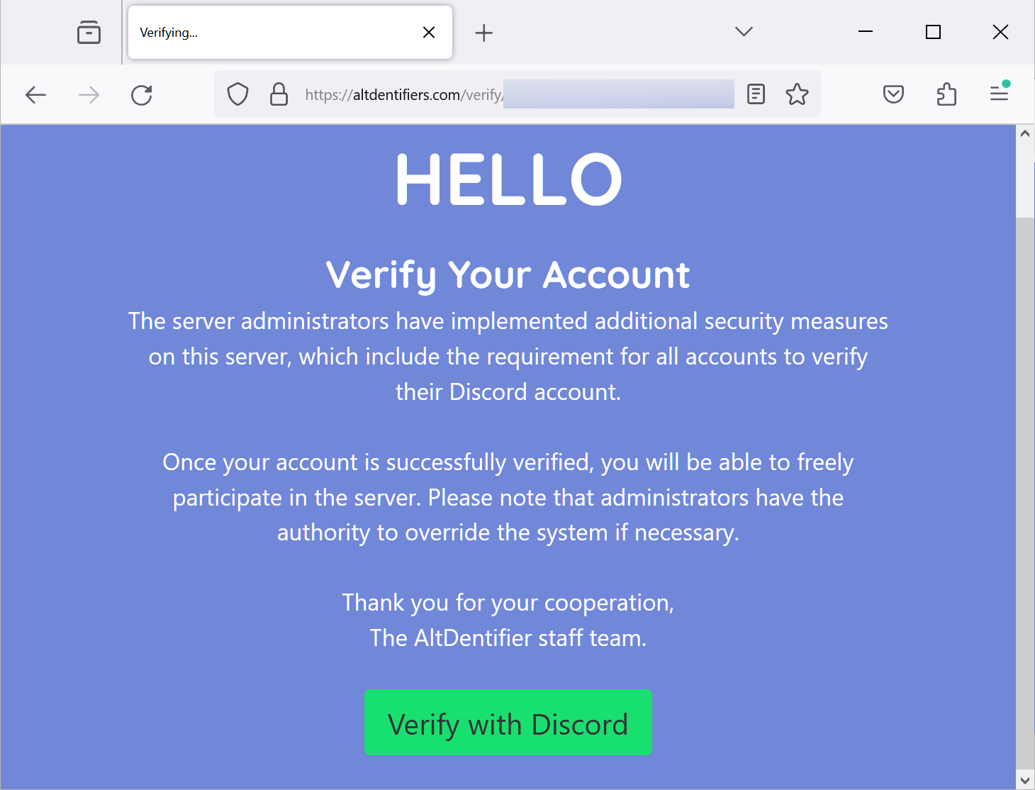 AltIdentifiers phishing website