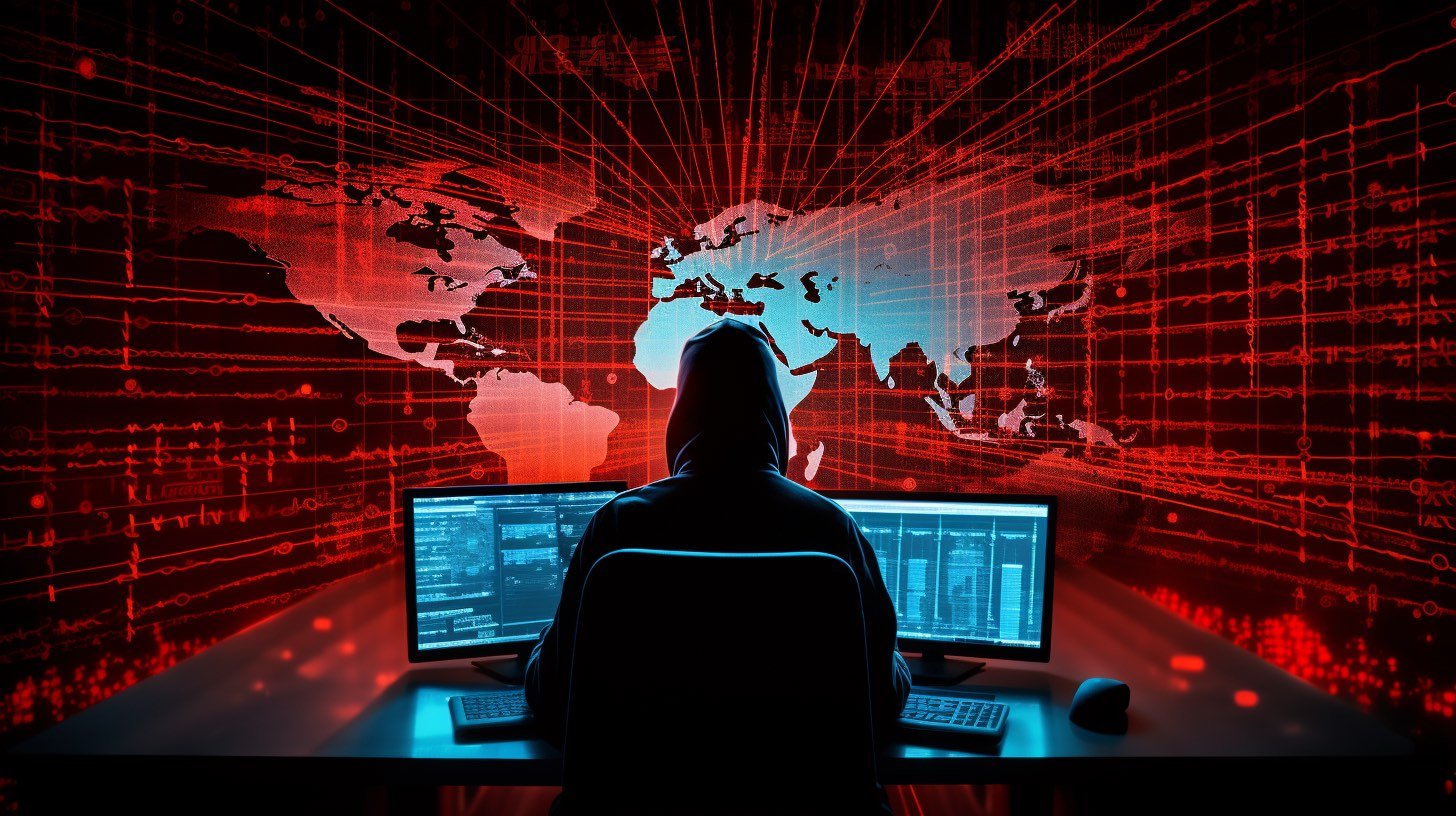 Hacker monitoring a botnet