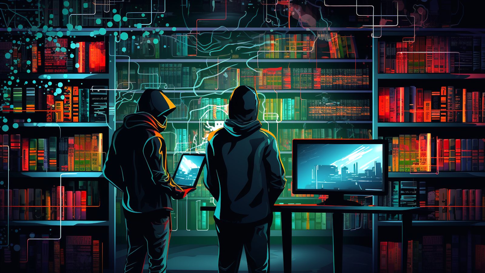 Hackers in library