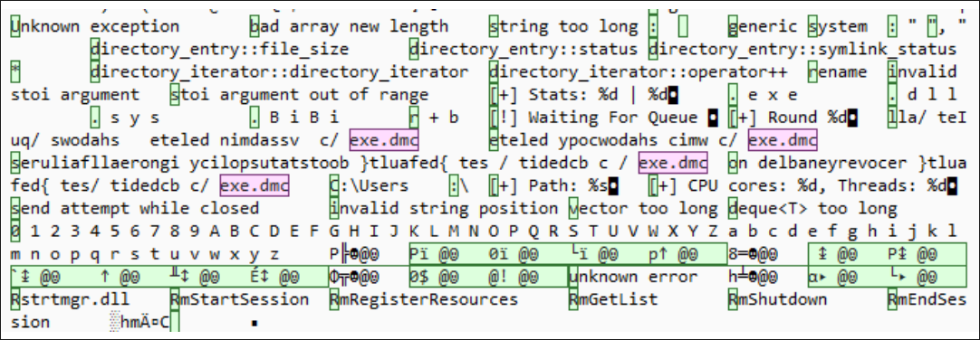 BiBi's commands stored in reverse writing order to evade AV detection