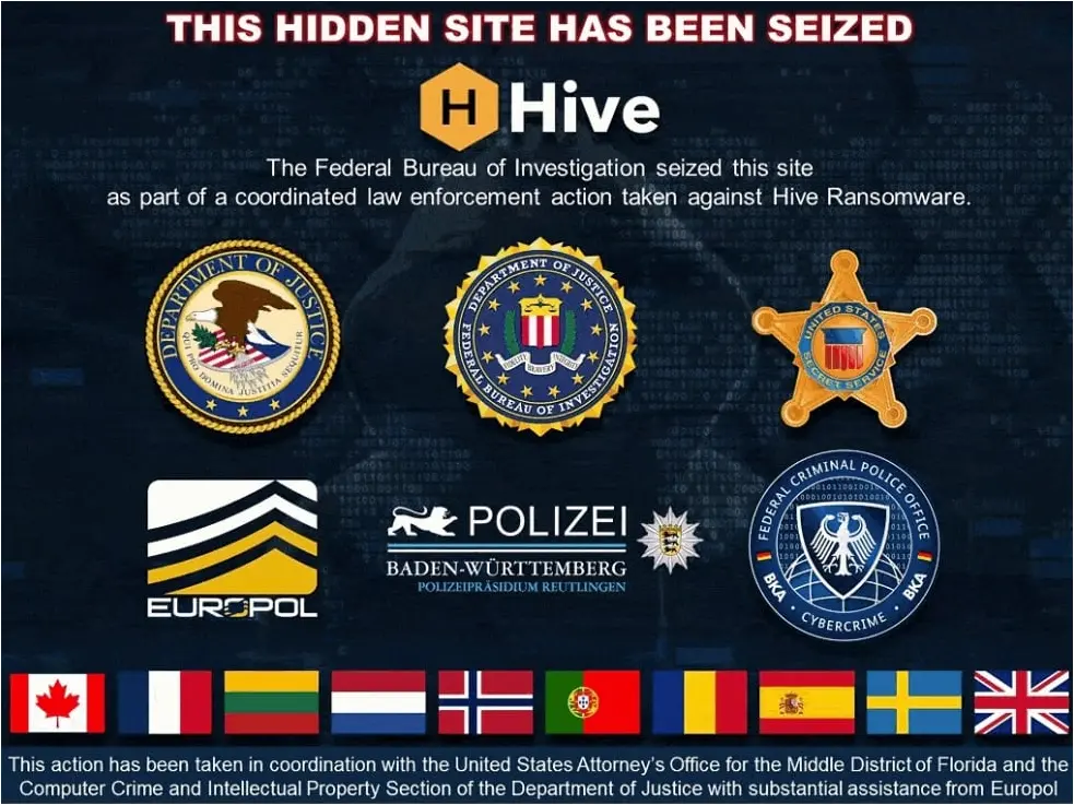 Hive ransomware site seizure notice