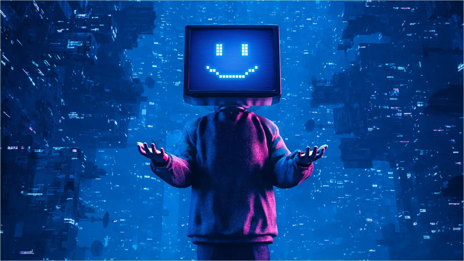 Computer hacker smiling