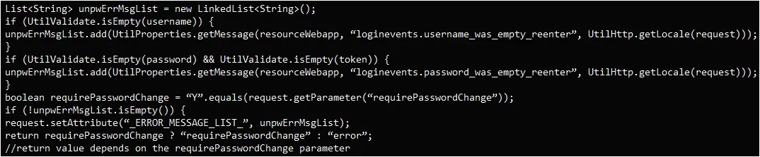 Vulnerable authentication logic function