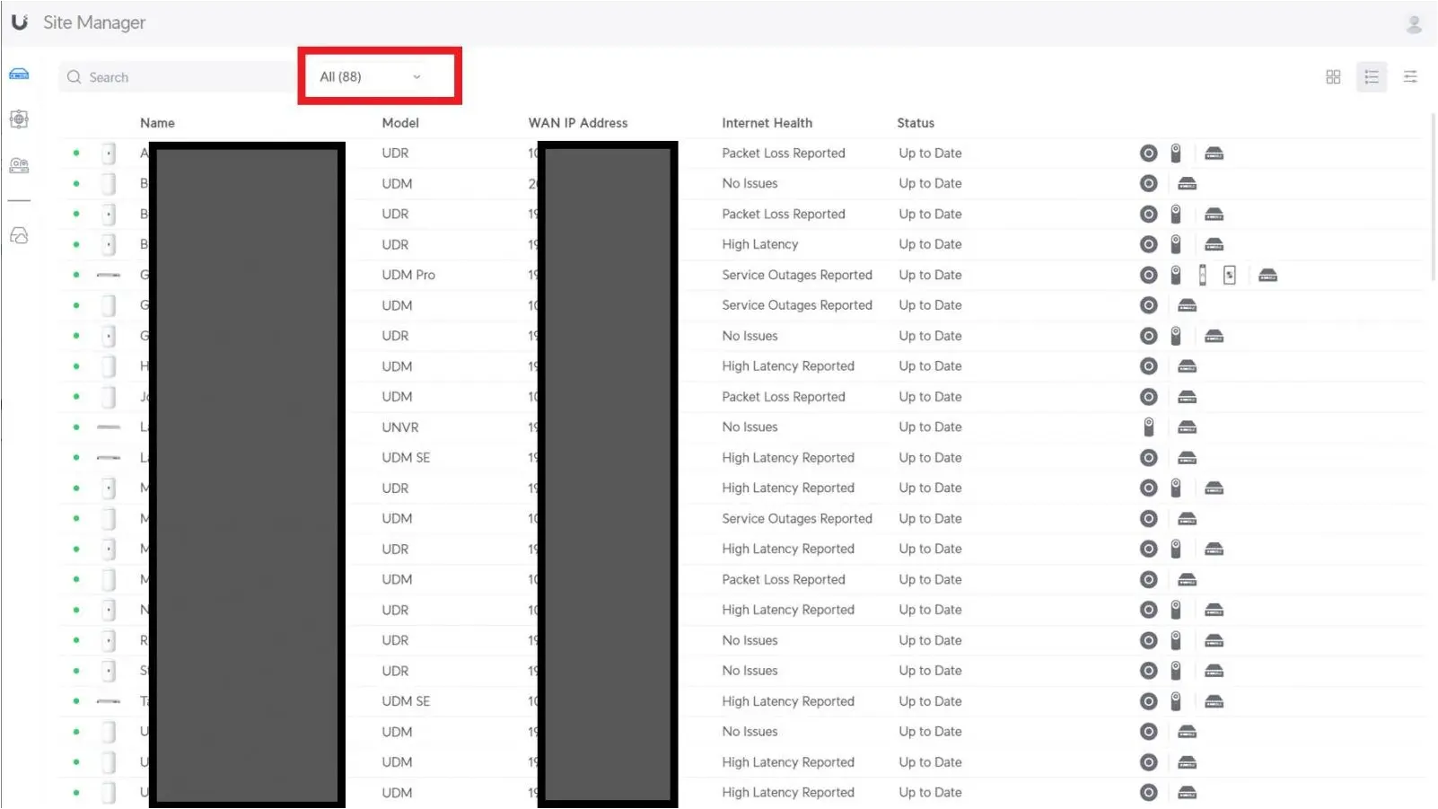 Screenshot allegedly showing another customer's UniFi devices