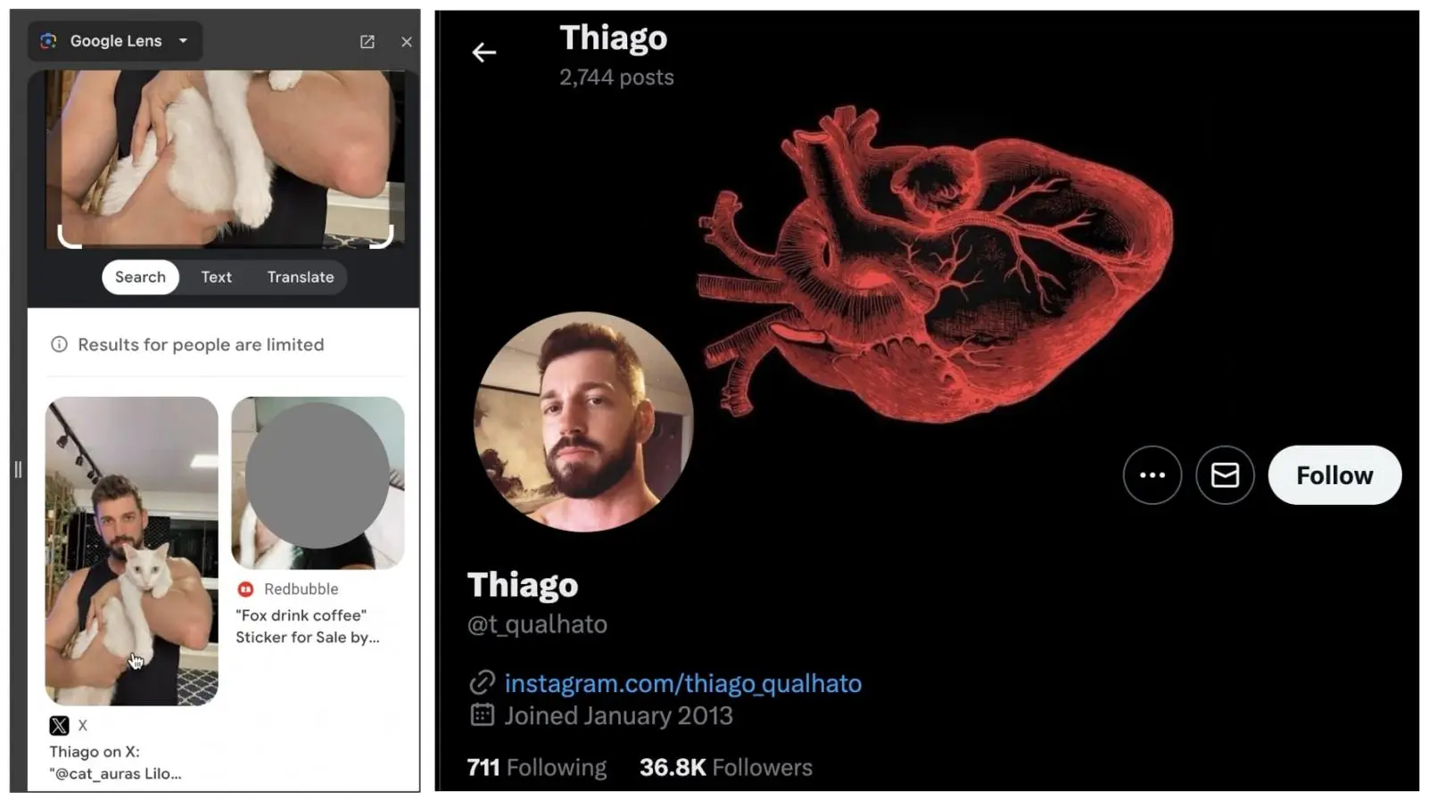 Real Instagram profile owner, Thiago