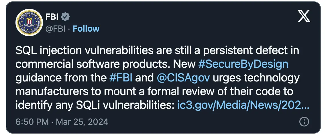 FBI SQLi tweet