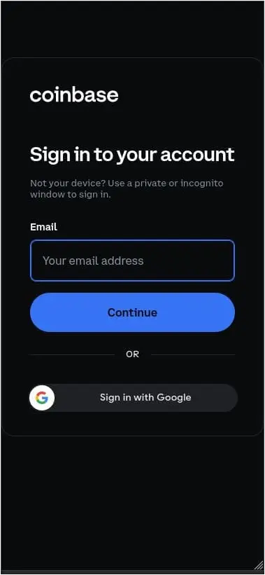 Coinbase and Google account phish