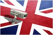 A CCTV camera against the UK flag