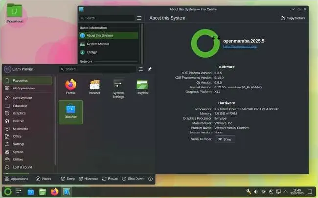 OpenMamba 2025-5 with the latest KDE Plasma 6.3.5 and kernel 6.12