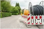 Fiber optic cable for fast internet - laying cable in residential area