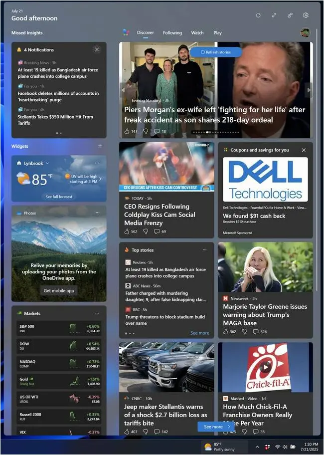 Windows Widget Board