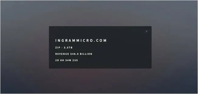Ingram Micro's listing on SafePay's ransomware leak site