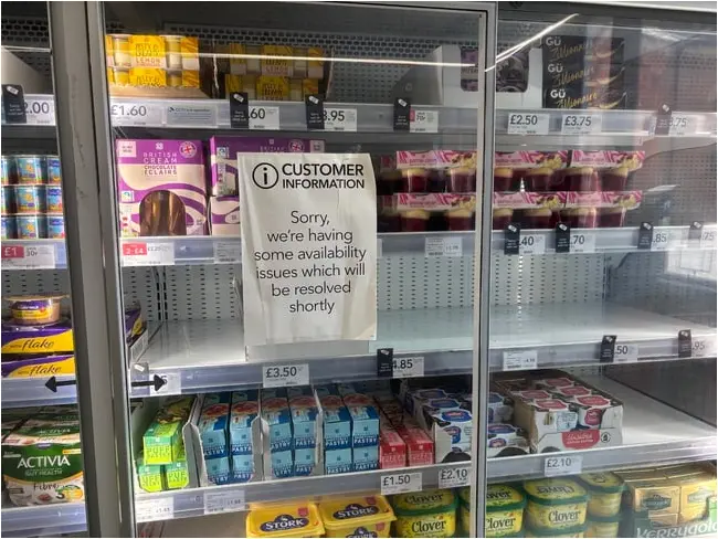 May 2025: A Co-op store in Manchester warns of food availability issues on half-stocked shelves May 2025: A Co-op store in Manchester warns of food availability issues on half-stocked shelves