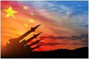 Illustration of Chinese flag and missiles