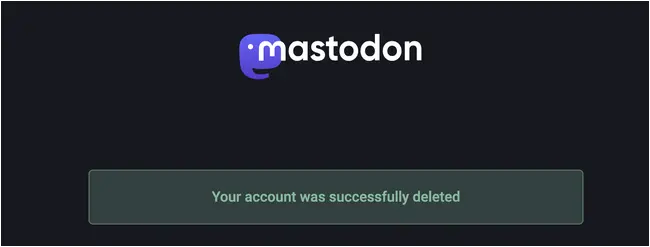 Mastodon account deletion notice