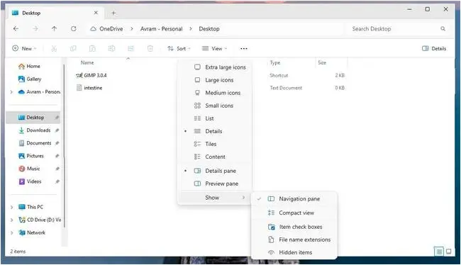 Unhide extensions in Windows