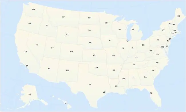map of the US as drawn by GPT-5, using code