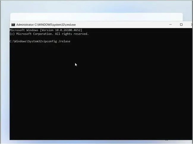 enter ipconfig /release