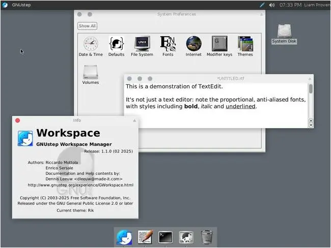 Alternatively, there's Gershwin, which combines parts of GNUstep and Xfce for a vaguely Mac-like desktop.