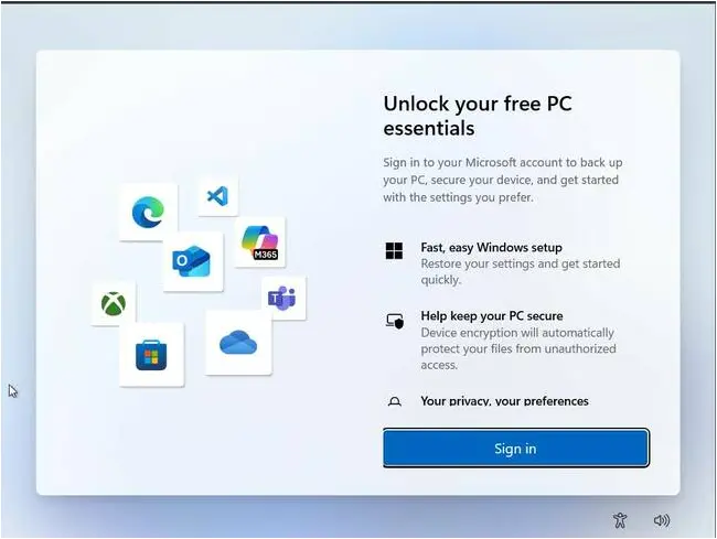 Sign-in screen