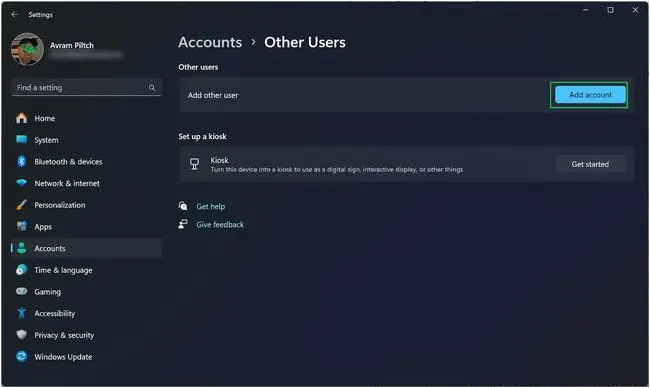 Click Add account