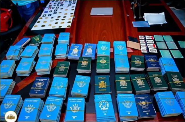 Passports seized by Zambian authorities. Credit Interpol