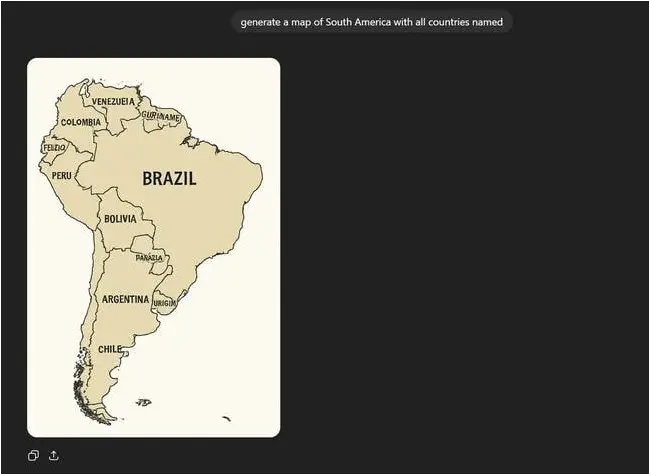 Map of South America as drawn by GPT-5