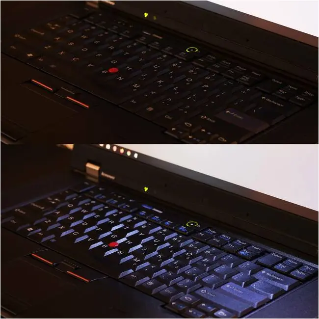ThinkLight on and off on a keyboard. Image by Ashley Pomeroy, Creative Commons 4.0